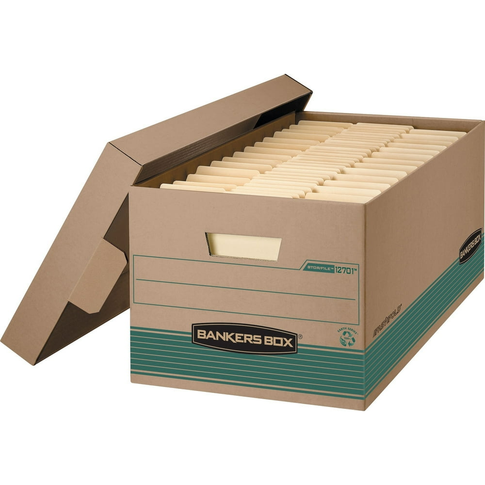 Bankers Box STOR/FILE Recycled File Storage Box, Kraft, Green, 12