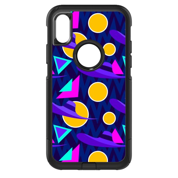 DistinctInk Custom SKIN / DECAL compatible with OtterBox Commuter for iPhone XS MAX (6.5" Screen) - Pink Purple Yellow 90s Pattern - Relive the 90's