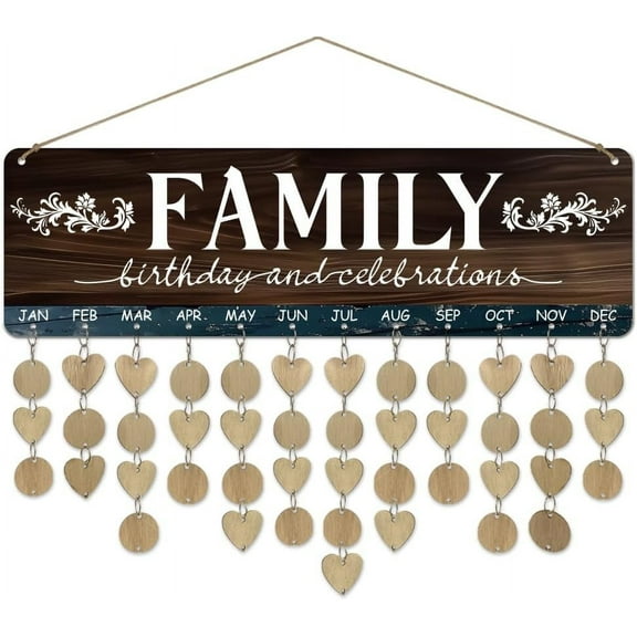 1 Set Wooden Family Birthday Reminder Calendar Board Birthday and Celebrations With 100 Pcs Tags DIY Birthday Tracker Hanging Plaque 12x40cm/4.7x15.7inch for Home Decoration Friends diy Word