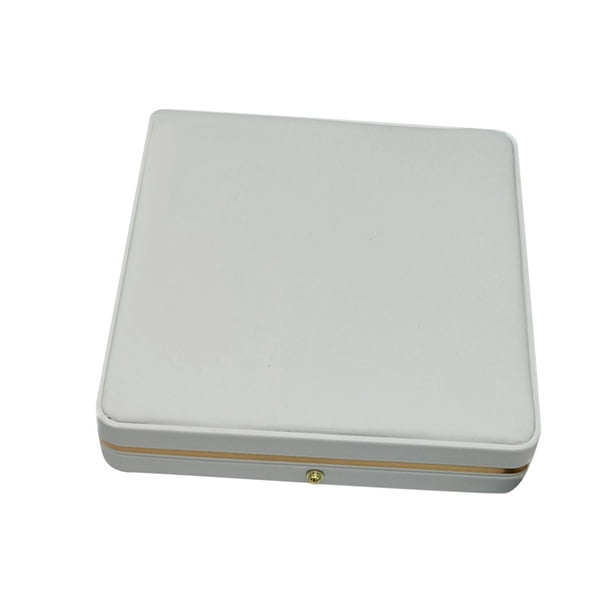 Caja de regalo para joyas y collares, estuche de cuero sintético, estuche de terciopelo para guardar collares de madre. Blanco