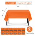 thumbnail image 2 of Mantel de plástico Eleclassi Orange, paquete de 6, 137 x 274 cm, 2 of 4