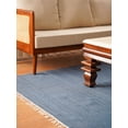 thumbnail image 4 of Rugsotic Carpets Hand Woven Flat Weave Kilim Wool Eco-Friendly 3'x5' Area Rugs Rectangle Blue Plain Solid Design Low Pile Indoor Handmade Rug for Living Room, Bedroom D00111, 4 of 6