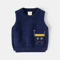 thumbnail image 2 of Curuila Toddler Boys Knit Vest Sweater Cartoon Print Crew Neck Sleeveless Top Casual Comfortable Soft Warm Pullover Navy Size 1-2 Years, 2 of 8