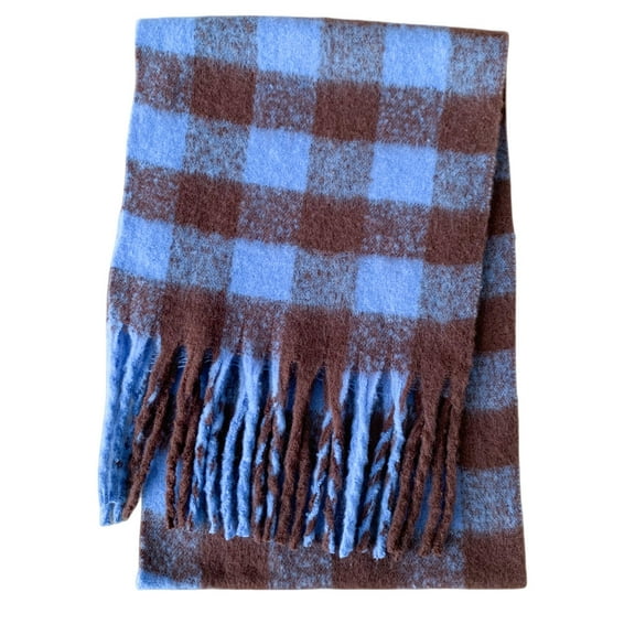 LIJCC Autumn and Winter Black and White Plaid Thick Tassel Scarf Women'S Thickened Scarf Shawl Warm Scarf Thermal Scarf Fall Winter Scarf Classic Tassel Plaid Scarf Warm Soft Chunky Large Blanket