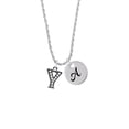 thumbnail image 2 of Delight Jewelry Black Nickeltone Crystal Initial - Y - Beaded Border - Silvertone Script Initial Disc - A - Charm Necklace, 20"+3", 2 of 4