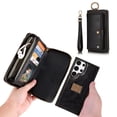 thumbnail image 5 of Allytech Wallet Case for Samsung Galaxy S24 Plus, Zipper Pocket + Card Slots, [Full Body Protection] PU Leather Zipper Wallet Detachable Magnetic Phone Case with Wristband & Buckle - Black, 5 of 10