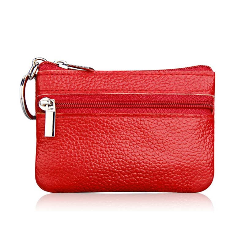 Veki Coin Purse Change Mini Purse Wallet With Key Chain Ring Zipper for Men  Women Fashionable Bag Pendant Leather Classic Clutch (White)