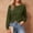 Army Green, variant on Women's Casual Crew Neck Long Sleeve Cropped Pullover Top Asymmetrical Overlap Front Hem Solid Color Loose Fit Shirt for Fall Spring Daily Wear