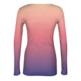 thumbnail image 6 of Women's Winter Slim-Fit Base Layer T-Shirt Fashionable Gradient Color Print V-Neck Pullover Long-Sleeved Top for Layering and Style,Purple Pink,M, 6 of 6