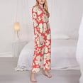 thumbnail image 3 of Balery Beige Flowers Conjunto de Pijama con Estampado para Mujer, Conjunto de Dos Piezas con Manga Larga, Ropa de Dormir Suave con Bolsillos, Pijamas Cómodos-Large, 3 of 7