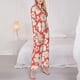 thumbnail image 3 of Balery Beige Flowers Conjunto de Pijama con Estampado para Mujer, Conjunto de Dos Piezas con Manga Larga, Ropa de Dormir Suave con Bolsillos, Pijamas Cómodos-X-Large, 3 of 7