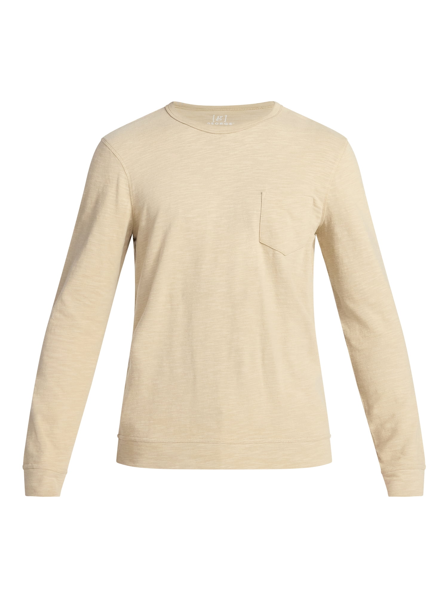 George Men's and Big Men's Slub Pocket Crewneck Tee with Long Sleeves, Size XS-3XL