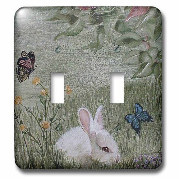 3dRose, Bunny Rabbit in Grass with Butterflies Flying nearby, double toggle switch