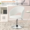 thumbnail image 3 of Furniliving Modern Swivel Accent Chair Faux PU Adjustable Vanity Chairs Upholstered MakeUp Chair Lounge Chair for Bedroom, White, 3 of 7