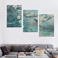 thumbnail image 4 of nygtbtfer 3 Piece Wall Art Hand-Painted Framed Flower Oil Painting On Canvas Gallery Wrapped Modern Floral Artwork for Living Room Bedroom Décor Teal Blue Lake Ready to Hang  12x16x3pcs, 4 of 4