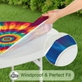 thumbnail image 5 of Colorful Rainbow Tie Dye Spiral Pattern Round Fitted Tablecloth with Elastic Edge,Dining Table Cover Waterproof,Outdoor Round Tablecloth for Camping,Dining,Indoor and Outdoor, 5 of 7