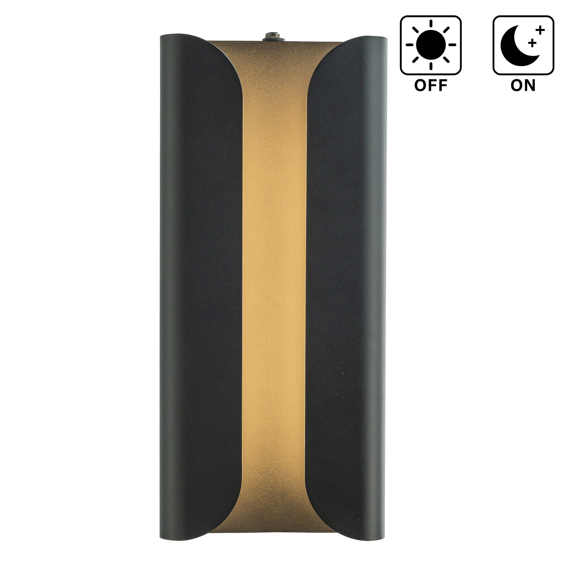 H15" Matte Black 24W Integrated LED Wall Sconce with Acrylic Shade Modern Simplicity Outdoor Wall Light with Dusk to Dawn Sensor for Porch  Garage
