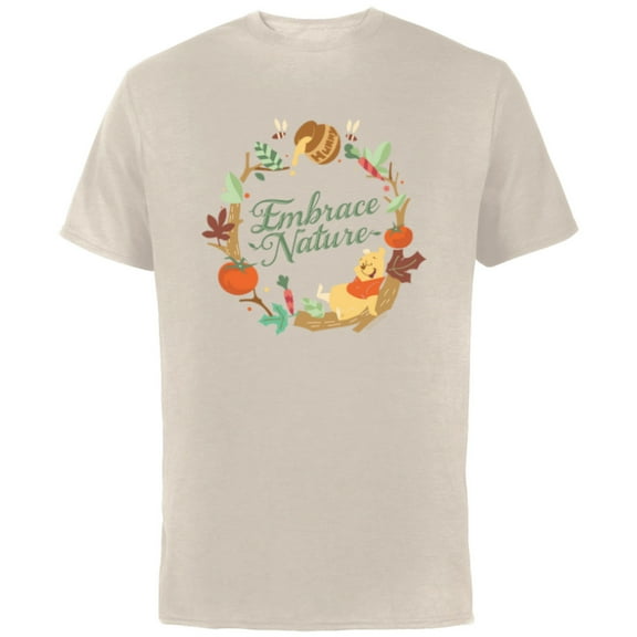 Disney Winnie the Pooh Stylized Wreath Hunny Embrace Nature - Short Sleeve Cotton T-Shirt for Adults - Customized-Natural