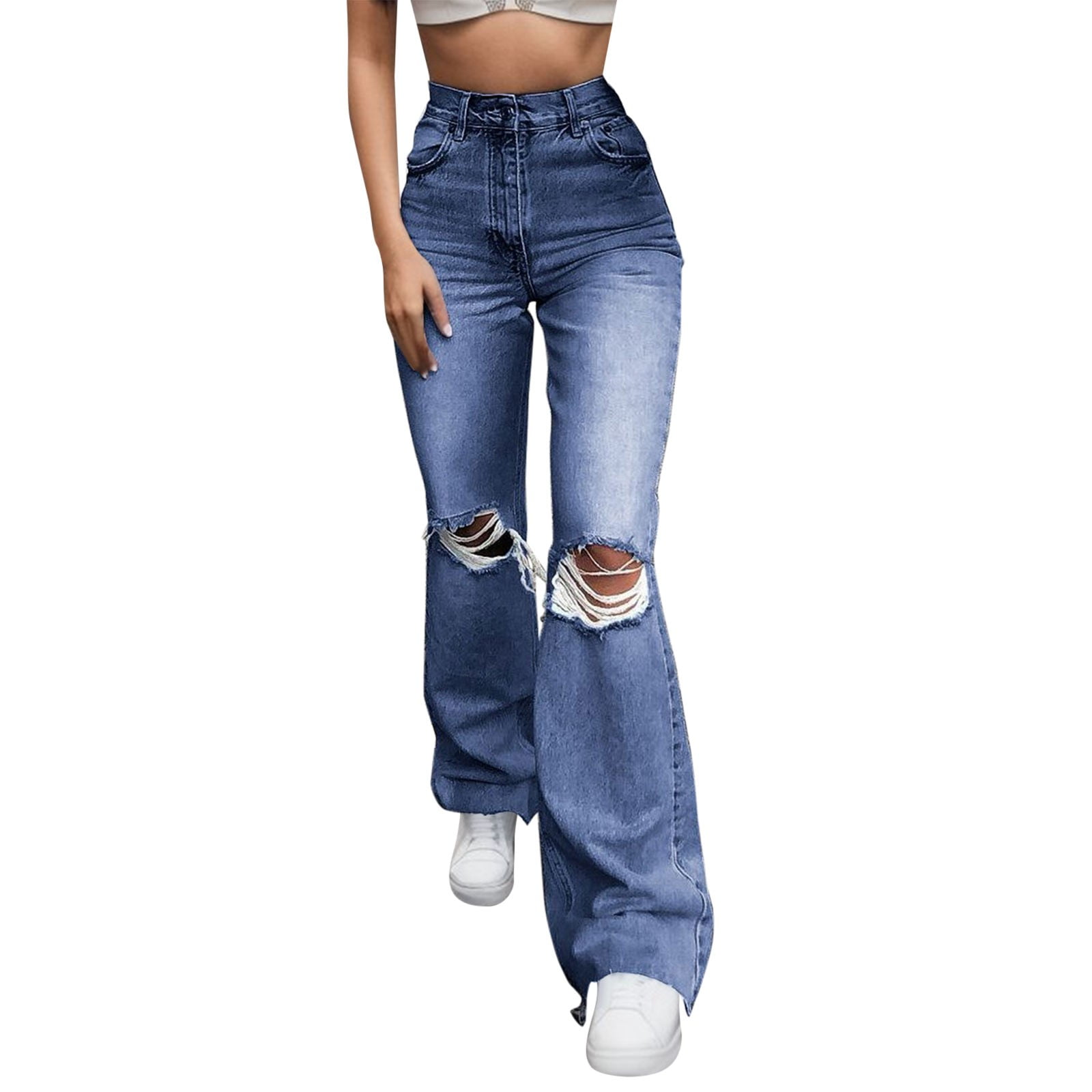 Hfyihgf Women's Ripped Flare Jeans Distressed Bootcut Jeans