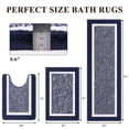 thumbnail image 7 of Findosom 3pcs Bathroom Rugs Set with U-Shaped Mat, Non Slip, Quick Drying, Ultra Soft and Water Absorbent Bath Rug Mat Carpet Machine Washable 20"x32"+20"x59"+U Shape 20"x24" Navy, 7 of 7