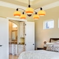 thumbnail image 6 of 33" Vintage European Golden Wrought Iron 5-Light Chandelier - 5 E26 Sockets Wall Control, Orange Glass Shades 4.9"x7.1", 6 of 9