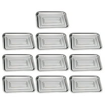 OUNONA 10-Piece Polished Stainless Steel Food Serving Plates Set for Kitchen, Dining, and Party Use