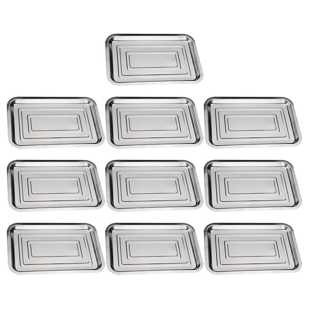 10 piezas de acero inoxidable Alimento para servir bandeja de placa multifunción Comida de comida para alimentos