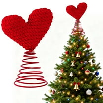 Xuniizn Pointed Tree Topper, Spiral Christmas Tree Top Decorations for Xmas Holiday Ornaments, Cloth, Red