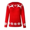 thumbnail image 3 of Arlun Women's Christmas Sweaters Funny Cute Reindeer Snowflake Patterns Knitted Tops Holiday Crewneck Long Sleeve Soft Comfort Loose Pullover Jumpers Red XXL, 3 of 7