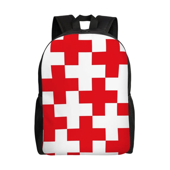 Fuzoiu Red Cross 1 Print Laptop Backpack,Work Business Backpacks, Large Capacity Nurse Bag College Bookbag for School, Waterproof Casual Daypack for Travel