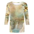 thumbnail image 4 of Dyegold 3/4 Sleeve Tops For Women Summer Round Neck Dressy Casual Vintage Floral Print Shirts Plus Size Trendy Blouses Tunic, 4 of 5