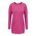 thumbnail image 3 of VSNOW Women Solid Long Sleeve Tops Round Neck Plus Size Tunic T-shirt Blouse with Pockets, 3 of 5