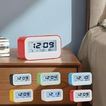 Digital Clock | High-Definition Electronic Display | Perpetual Calendar | White Backlight | Multiple Alarms | Stopwatch Timer | Eco-Friendly Plastic | 4.33x2.48x1.77 in | Red Blue White Yellow