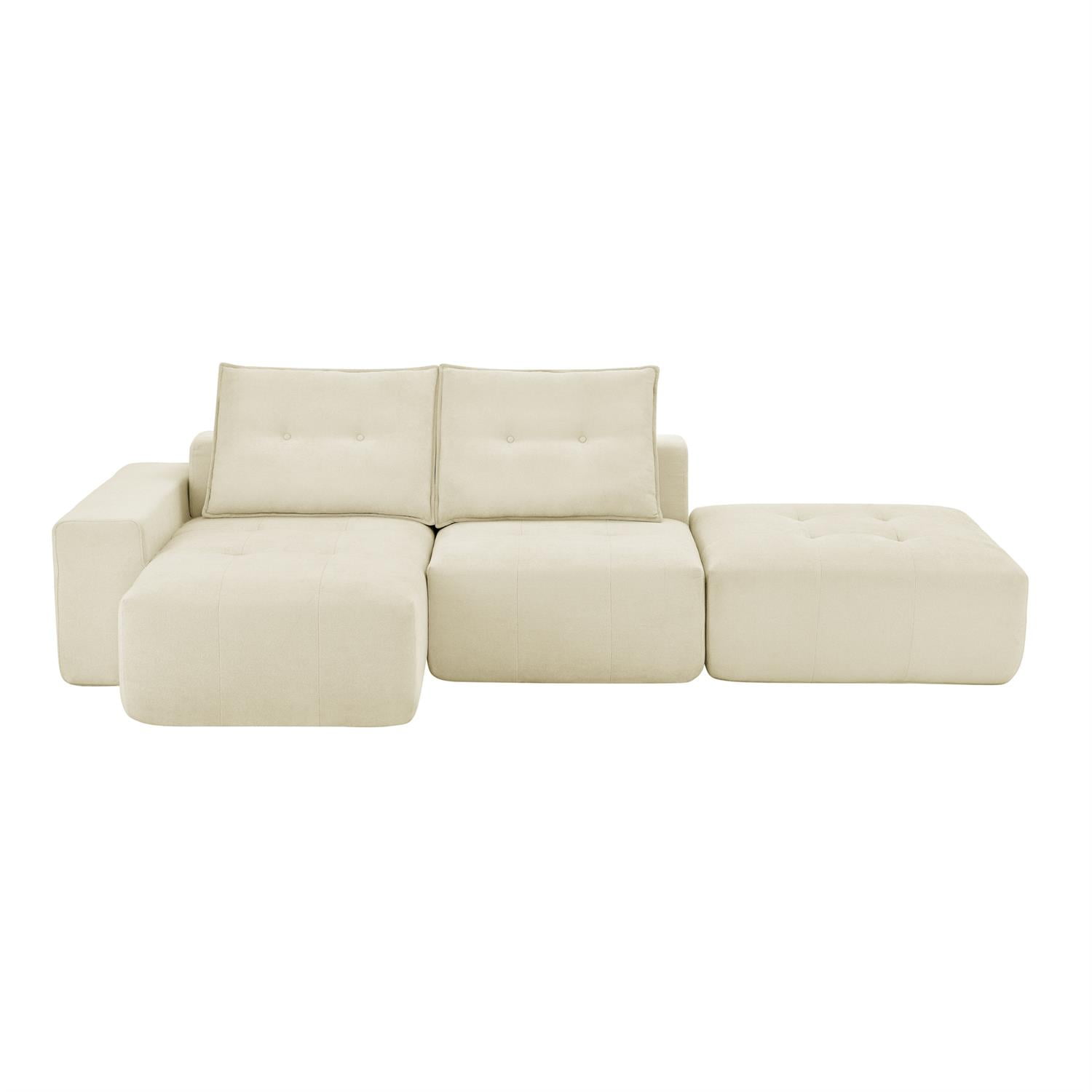 Demi Bonn 108" Modular L Shaped Sectional Sofa, Wide Deep Seat Convertible Linen Couch Set for Living Room & Office, No Assembly, Beige
