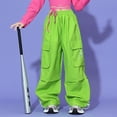 thumbnail image 4 of Girl's Casual Elastic Waist Cargo Pants Multi Pockets Lightweight Cotton Teens Trousers Basketball Teens 3-14 Years, 4 of 7