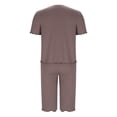 thumbnail image 5 of Pajamas Set for Women Summer Casual 2 Piece Sleepwear Short Sleeve Tops and Capri Pants Loungewear Clearance Rose Gold L, 5 of 9