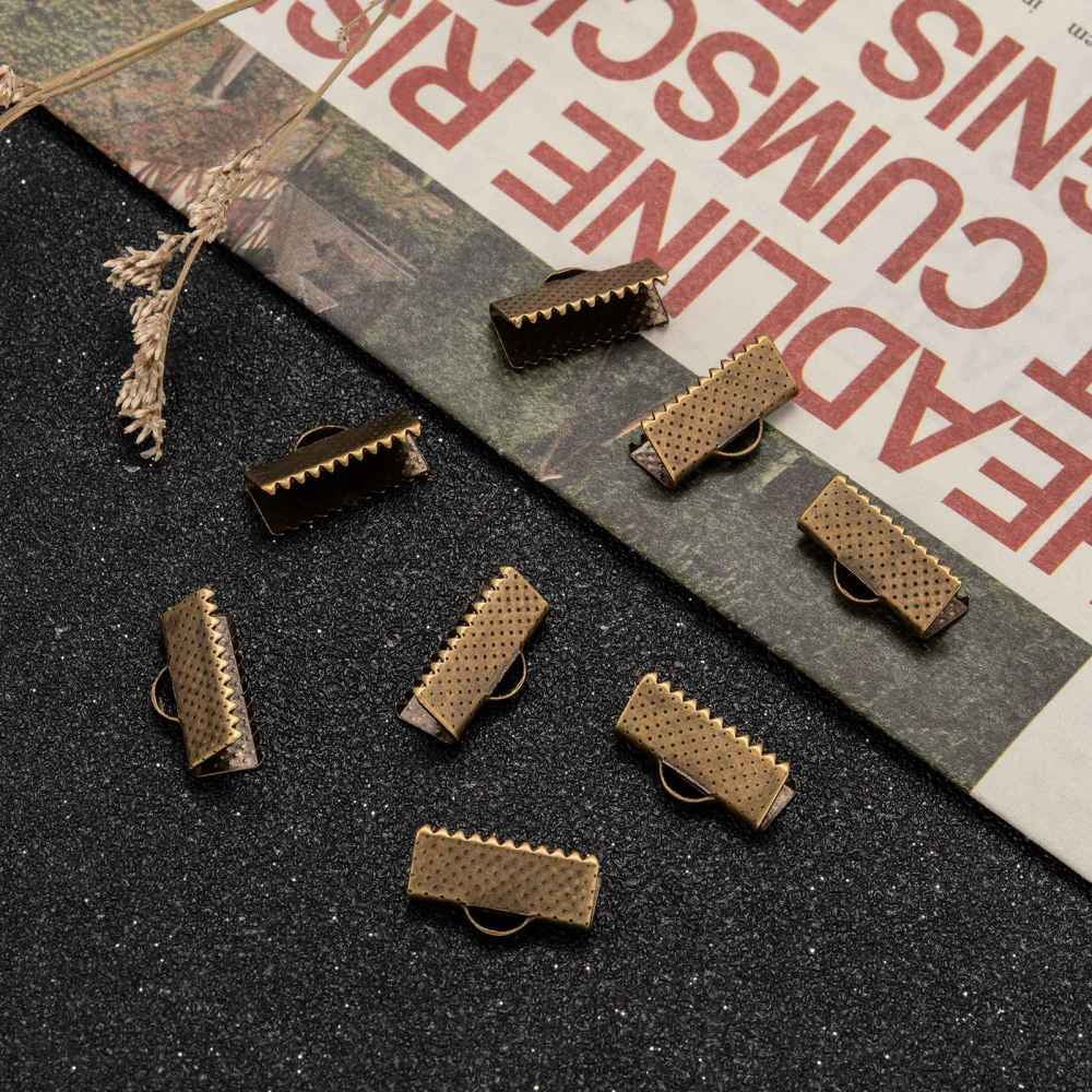Iron Ribbon Crimp Ends Nickel Free Bronze Color 8mm long 16mm wide hole: 1mm