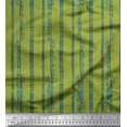 thumbnail image 1 of Soimoi Green Georgette Viscose Fabric Leaves & Stripe Print Sewing Fabric Yard 42 Inch Wide, 1 of 3
