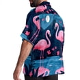 thumbnail image 3 of Flamingo Tropical Rainforest Men's Short Sleeve Hawaiian Poplin Shirt - Casual Printed Button Down Summer Beach Shirt for Men, 3 of 6