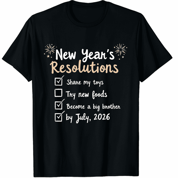 New Year’s Resolutions Personalize Reveal Announcement Tee Custom 2026 Sibling Reveal Outfit Graphic Tee T-Shirt for Men Women