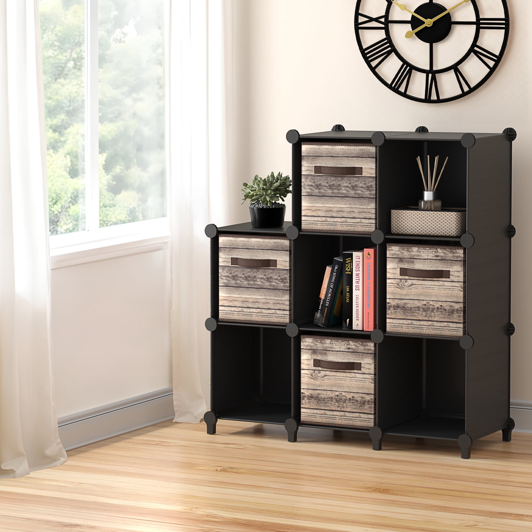Sorbus 8-Cube Modular Storage Organizer for Home & Office, Waterproof, Black