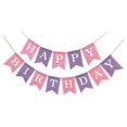 thumbnail image 1 of Guirnalda de cumpleaños bellium rosa y morado, decoración Happy Birthday, 1 of 7