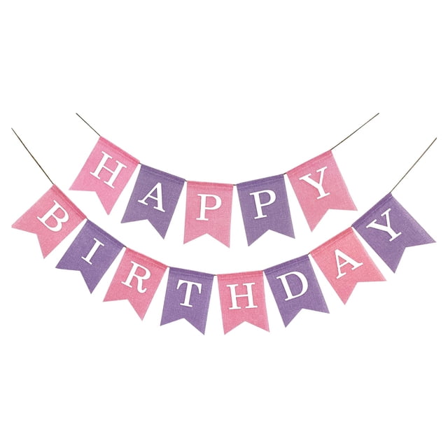 Guirnalda de cumpleaños bellium rosa y morado, decoración Happy Birthday