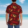 thumbnail image 4 of Sikiie Hot Chili Print Men's Hawaiian Shirt, Summer Beach Button Pocket Short Sleeve T-Shirt,Large, 4 of 7