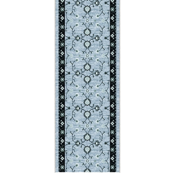 Ottomanson Aisle Runner Rug 1'10.5" x 41' Soft Non-Slip Indoor Rug, Mahal Blue