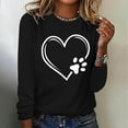 thumbnail image 2 of hxobax Paw Heart Print Tshirts for Women Trendy Fall Tops Crewneck Long Sleeve Tunic Basic Tee Shirt, 2 of 5