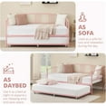 thumbnail image 6 of Twin Metal Daybed with Trundle, Pullout Trundle Bed Frame, Guest Sofa Bed with Steel Slat Support & Arched Headboard, No Box Spring Required, Pink, 6 of 6