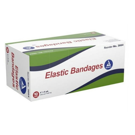 Dynarex Elastic Bandage 4 Inch X 4-1/2 Yard Standard Compression Clip Detached Closure Tan NonSterile, 3664 - BOX OF 10