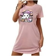 thumbnail image 2 of Oksale Funny Print Night Gowns for Women Halloween Sleep Shirt Soft Lightweight Short Sleep Dress Casual Crew Neck Nightgown Short Sleeve Pajama Dress 2025 Pink XXL, 2 of 3