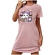 thumbnail image 1 of Camisón corto de talla grande para mujer, camisón de manga corta con estampado de pecho a la moda, camisón para mujer, 1 of 3